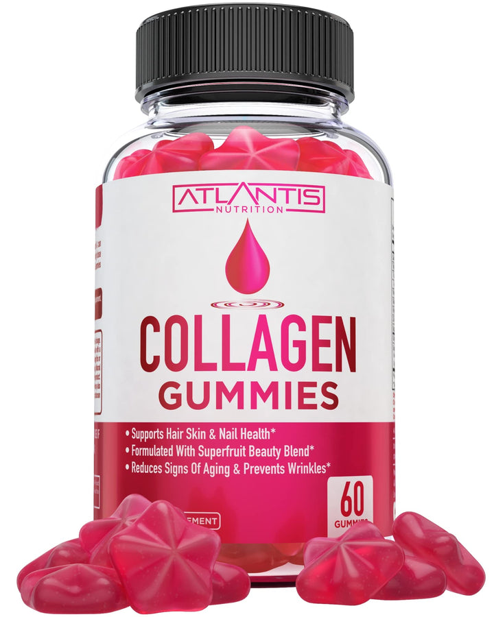 Atlantis Nutrition Collagen Peptides Gummies for Women - Formulated with Type I & III - Vitamin & Superfruit Beauty Blend - Formulated to Support Hair, Nail & Skin Health | 60 Count