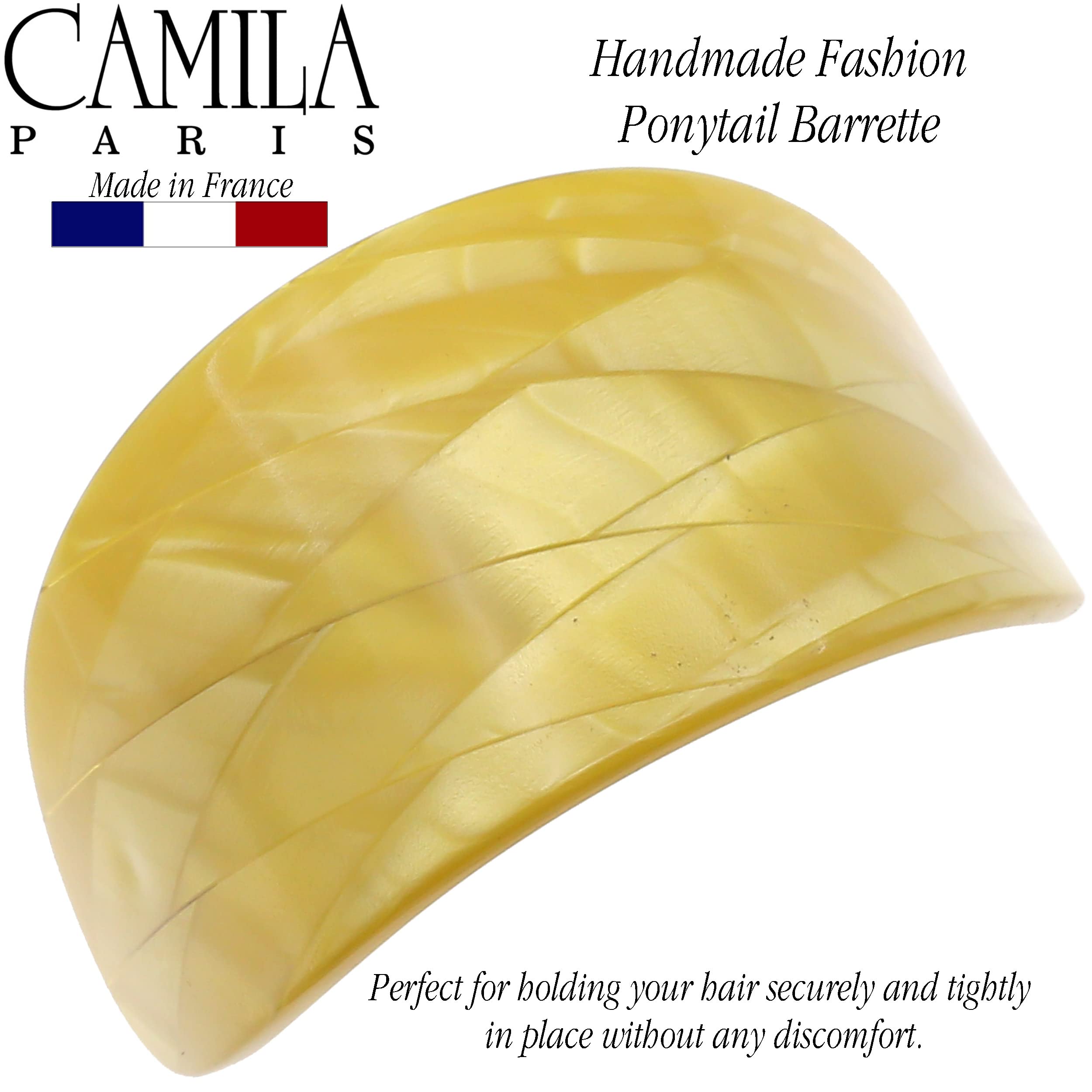 Camila Paris CP3149 French Hair Barrettes, Hair Ponytail Holder, Beige Volume, Automatic, Strong Hold Grip Hair Clips for Women, No Slip and Durable Styling Girls Hair Accessories, Made in France