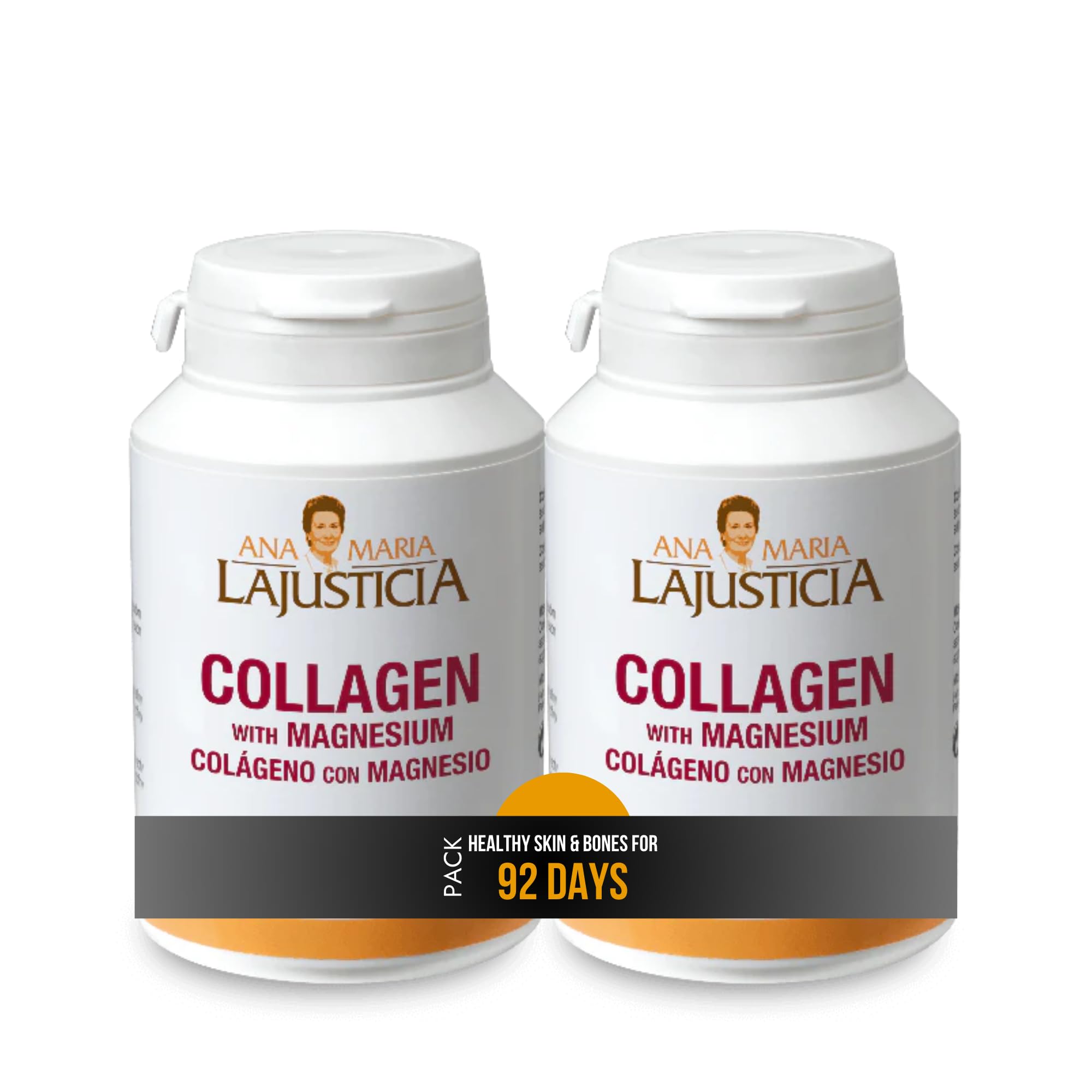2 Pack - Ana Maria LaJusticia Collagen with Magnesium - 180 Tablets. Skin Rejuvenation, Nervous System Support, Bone and Teeth Health