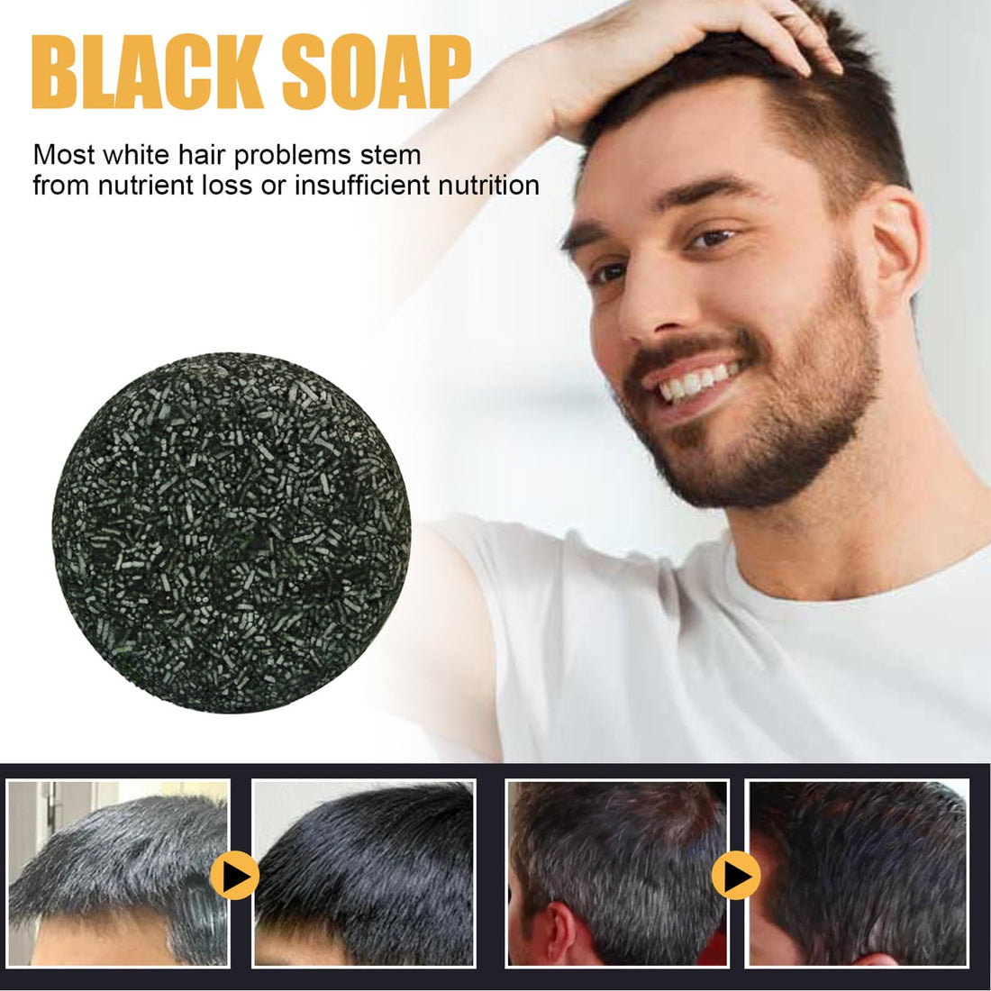 2Pcs Black Hair Darkening Shampoo Bars - Gray Reverse for Men, Root Coverage, and Mane Darkening