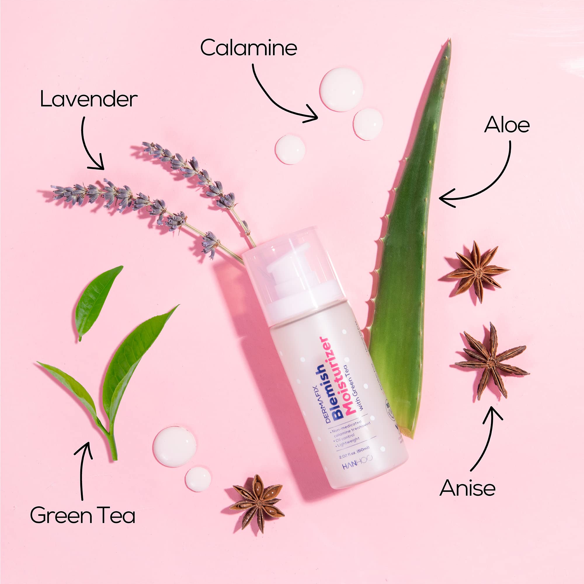 Hanhoo Dermafix Blemish Moisturizer, 2.02 Fl. Oz., with Calamine, Green Tea, and Aloe, Lightweight Daily Facial Moisturizer, for Oily, Acne-Prone Skin, Moisturizer for Acne Regimen, Korean Skincare