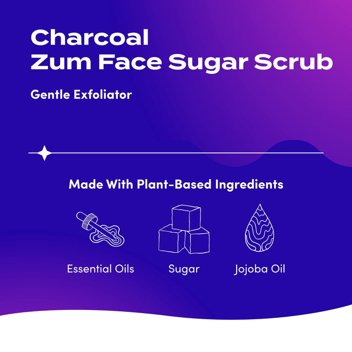Indigo Wild Zum Charcoal Sugar Facial Scrub, 4 Ounce