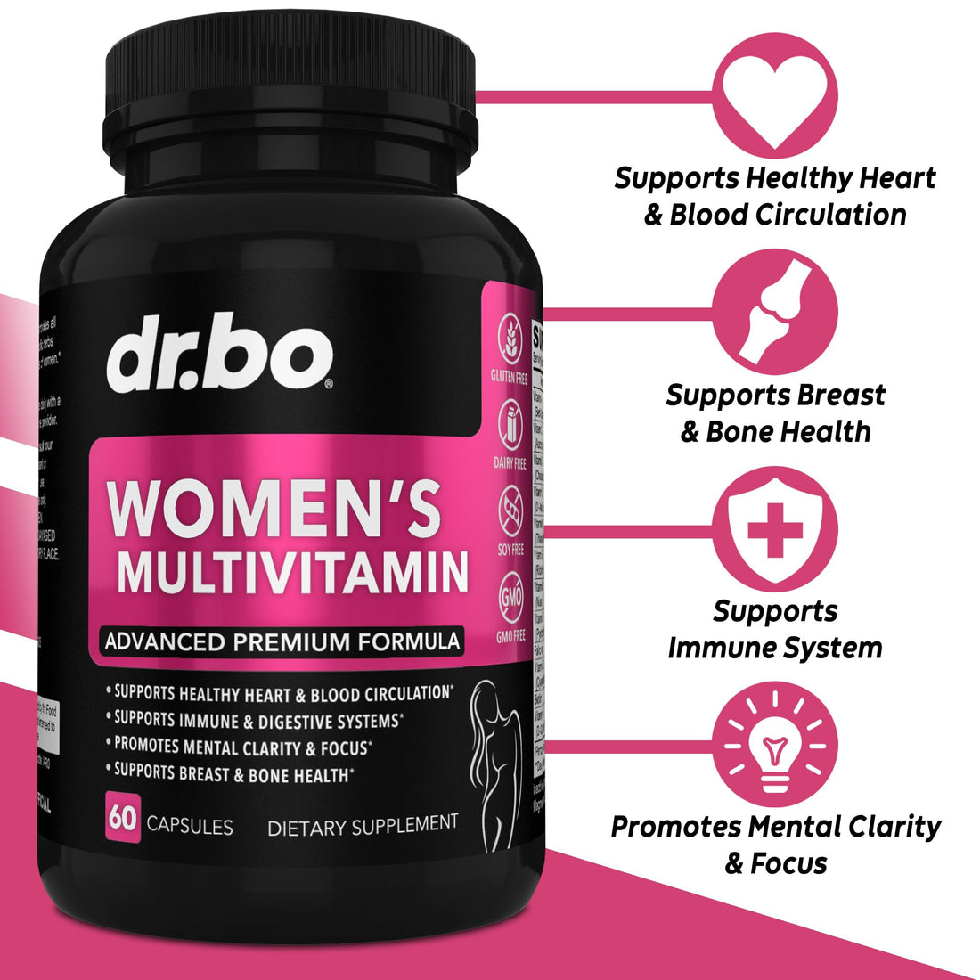 Womens Multivitamin - Natural Daily Multi Vitamins for Women - Womans Energy Vitamin Supplements Magnesium Plus Zinc - Woman Multipurpose Minerals Health Supplement Capsules - Iron & Soy Free Pills