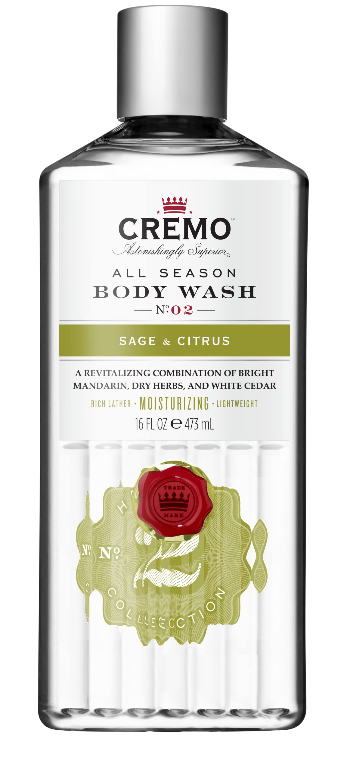 Cremo All Season Body Wash, Sage & Citrus, 16 Ounce