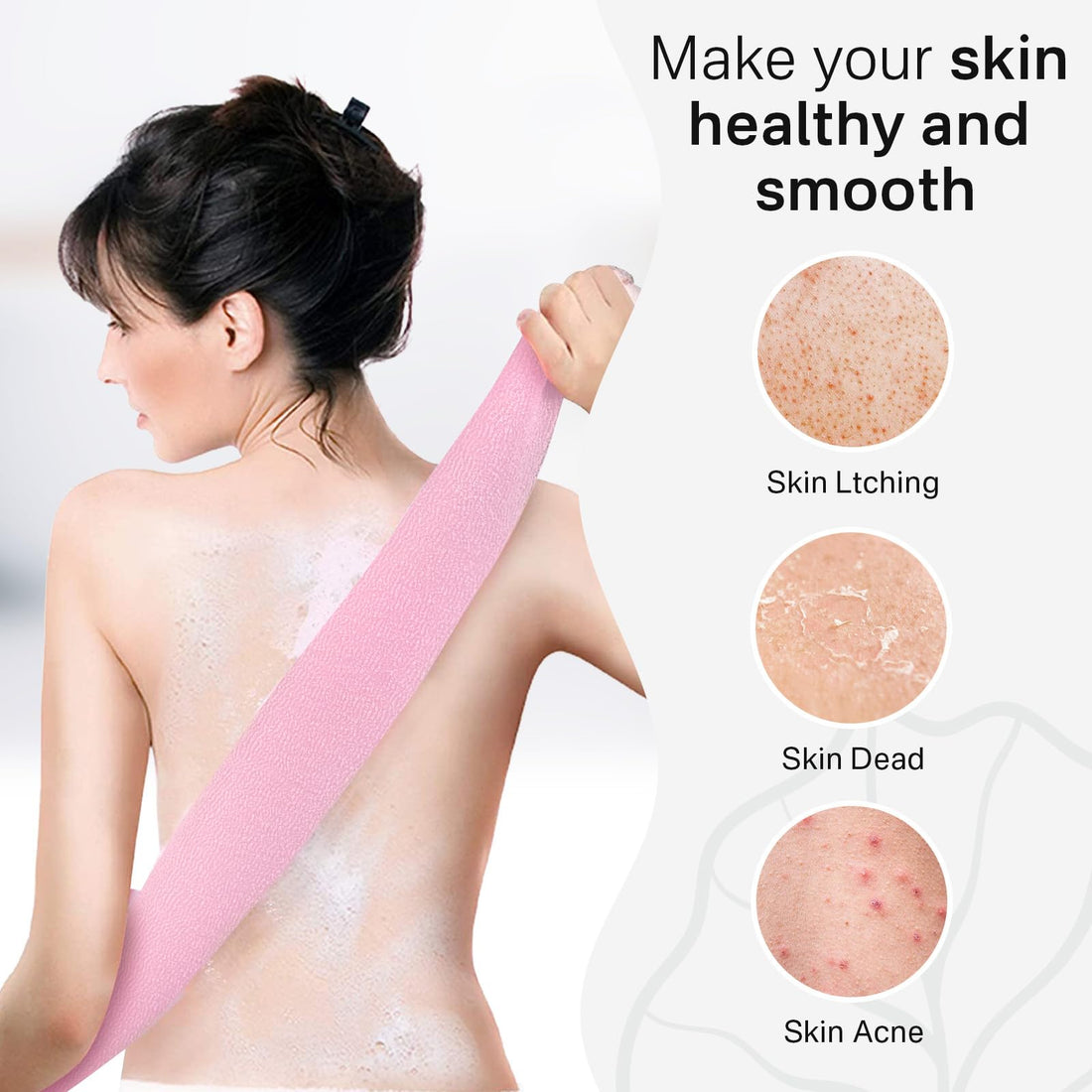 Yiclick Exfoliating Washcloth Towel [3 Pack], Japanese Exfoliating Bath Wash Cloth for Body Exfoliation, Korean Back Scrubber Washer for Shower, African Net Sponge Brush Loofah Exfoliator (Colors)