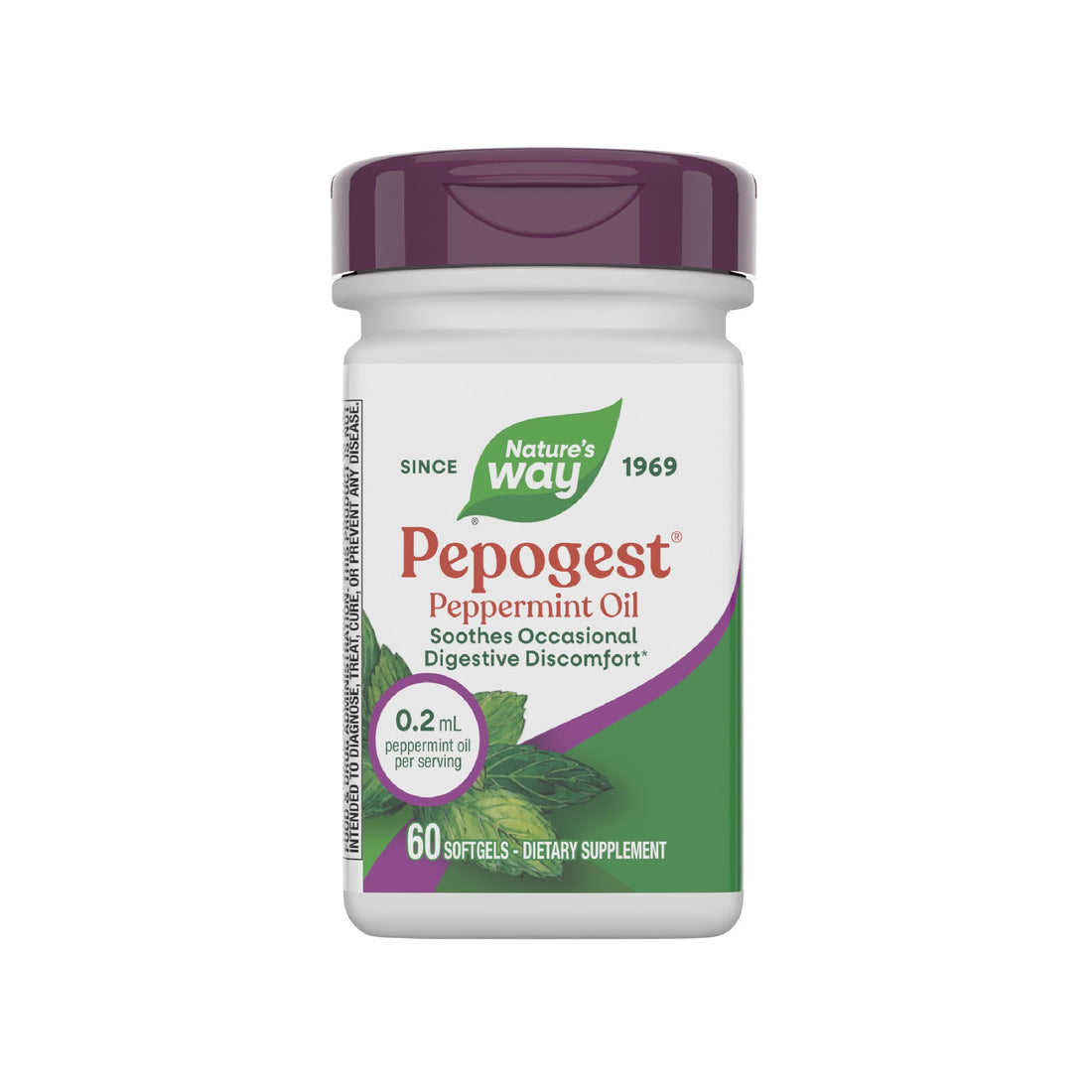 Nature's Way Pepogest Peppermint Oil, Soothes Occasional Gastrointestinal Discomfort*, Enteric Coating, 60 Softgels (Packaging May Vary)
