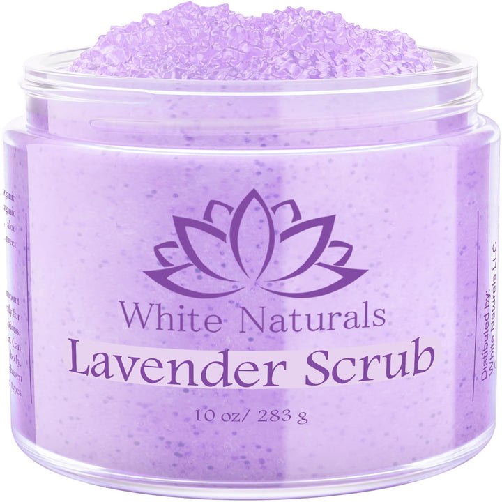 Lavender Oil Body Scrub, Organic Exfoliator for Soft Skin, Pure Exfoliate, Deep Cleanse, Natural Women Exfoliating Dead Sea Salt Face Scrub, Moisturizing Skin, Acne, Cellulite, Scars, LARGE 12oz Jar