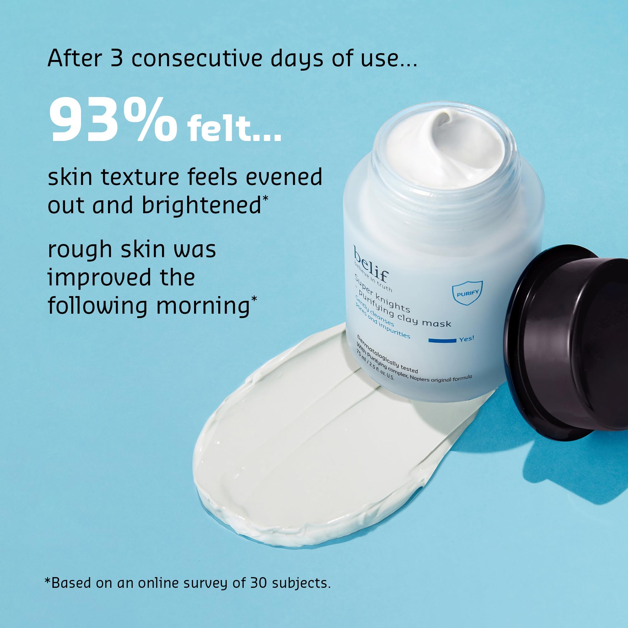 belif Super Knights Purifying Clay Mask, Hyaluronic Acid & Glycerin, Hydrating Wash Off Clay Face Mask, Pore Cleansing & Care, Targets Dryness, Oiliness & Uneven Texture, Korean Skin Care