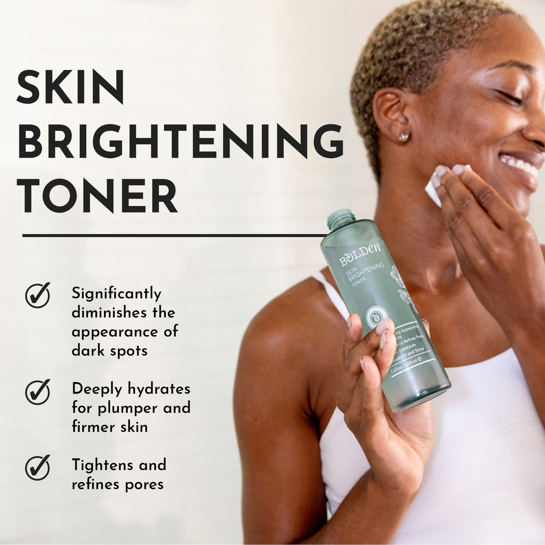 Bolden Skin Brightening Toner | Made with AHA Glycolic Acid, Pore Minimizer Niacinamide, and Hydrating Hyaluronic Acid | 7.5 Fl Oz
