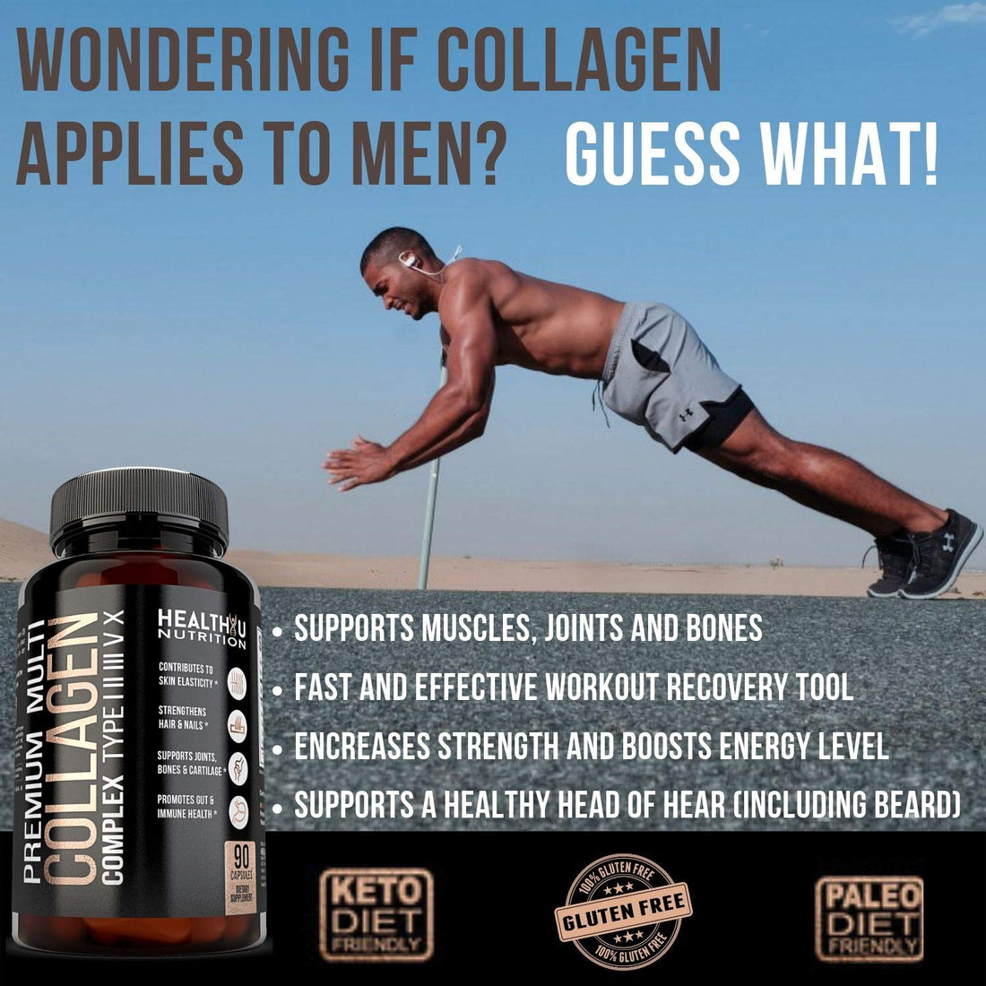 Premium Multi Collagen Peptides Pills - Hydrolyzed Collagen Capsules for Men and Women Types 1 2 3 5 10 - Radiant Skin Hair and Nails - Support to Bones Joints and Muscles - 90 Capsules