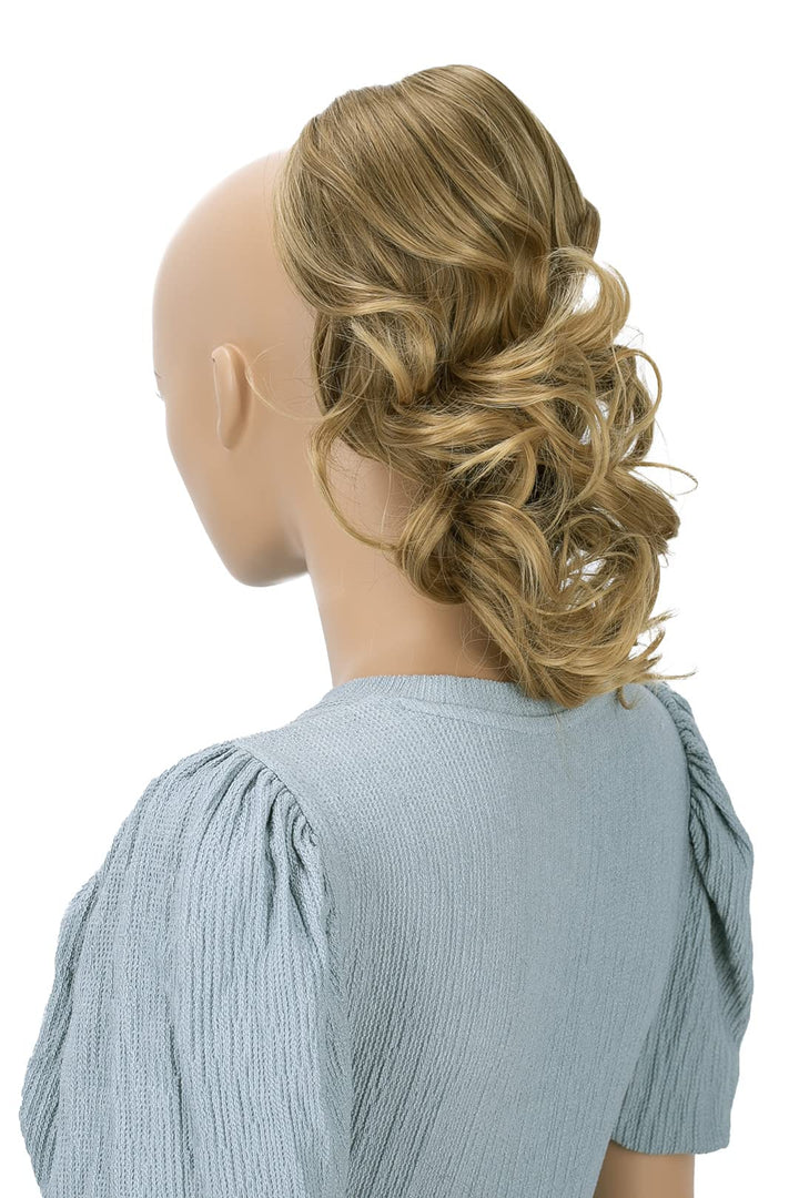 PRTTYSHOP Hair Piece Pony Tail Extension Draw String Voluminous Curly Heat-Resisting 14 light brown mix # 6T27 PH212