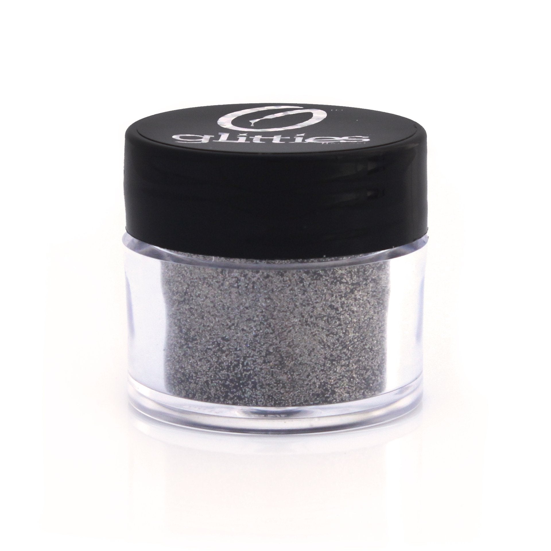 GLITTIES - Charcoal - Cosmetic Grade Extra Fine (.006) Loose Glitter Powder Safe for Skin! Perfect for Makeup, Body Tattoos, Face, Hair, Lips, Soap, Lotion, Nail Art - (10 Gram Jar)