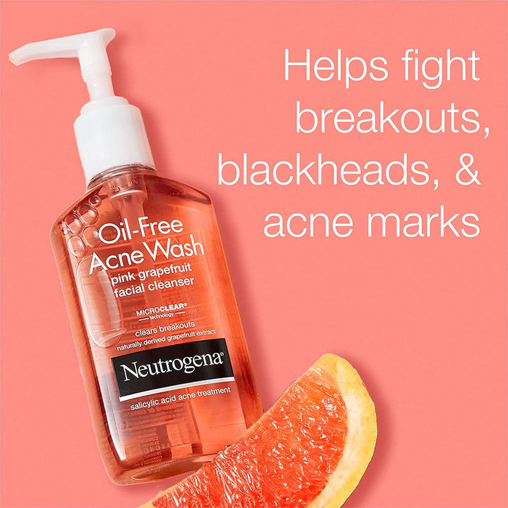 Neutrogena Oil-Free Acne Wash Facial Cleanser, Pink Grapefruit, 6 Ounce (Pack of 2)