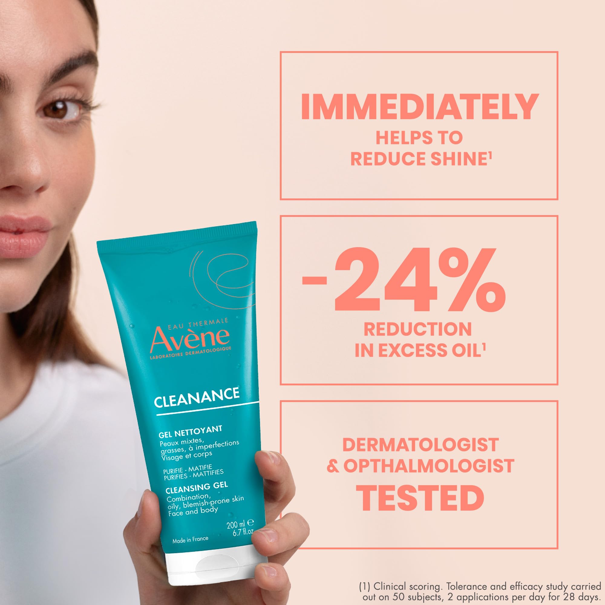 Avène Cleanance Cleansing Gel Soap Free Cleanser for Acne Prone, Oily, Face & Body, 6.7 Oz