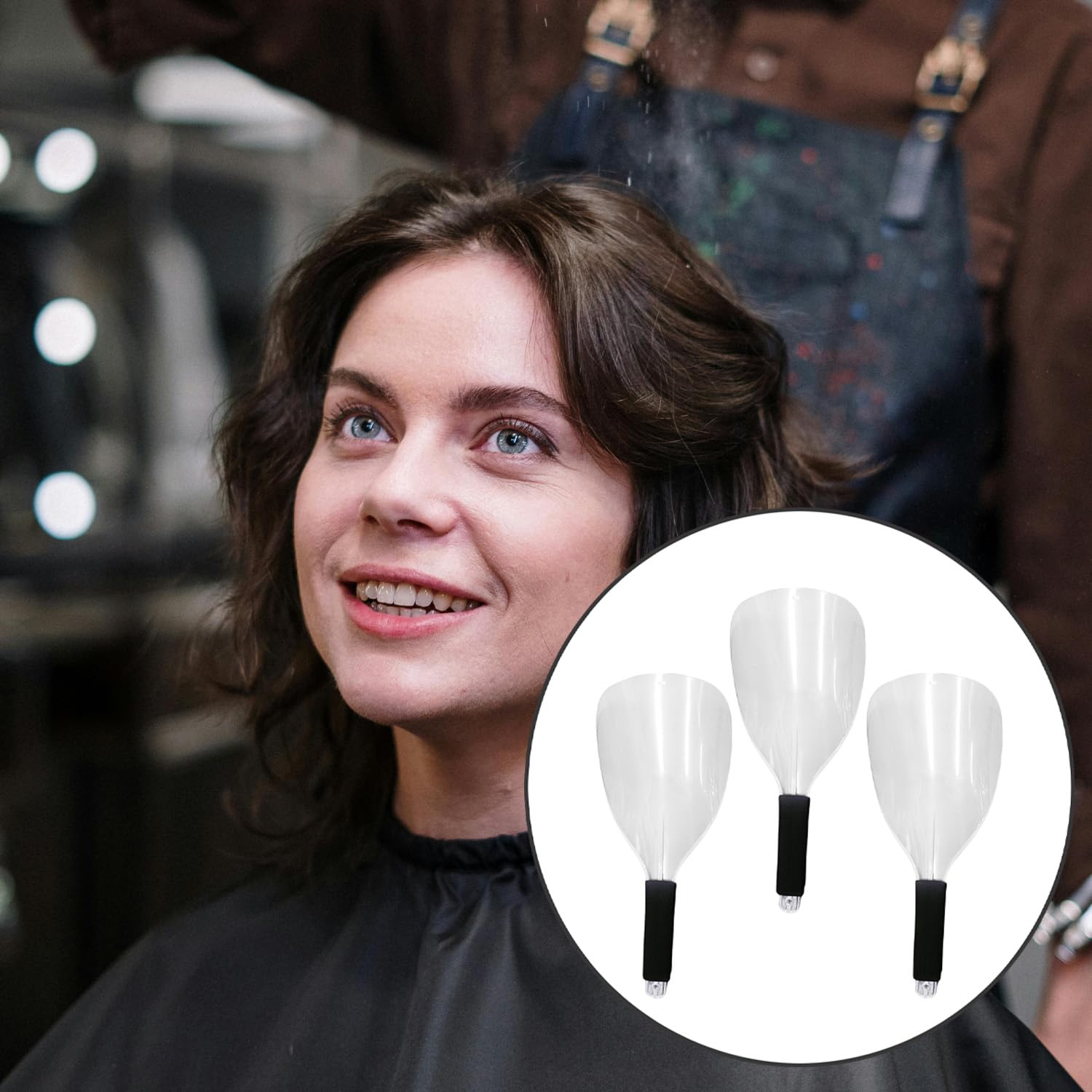 Reicyfang 3PCS Barber Salon Transparent Hairspray Face Shield with Sponge Handle, Plastic Hairdressing Haircut Face Mask, Reusable Hairspray Shield Hairspray Face Shield for Hairdressing Makeup