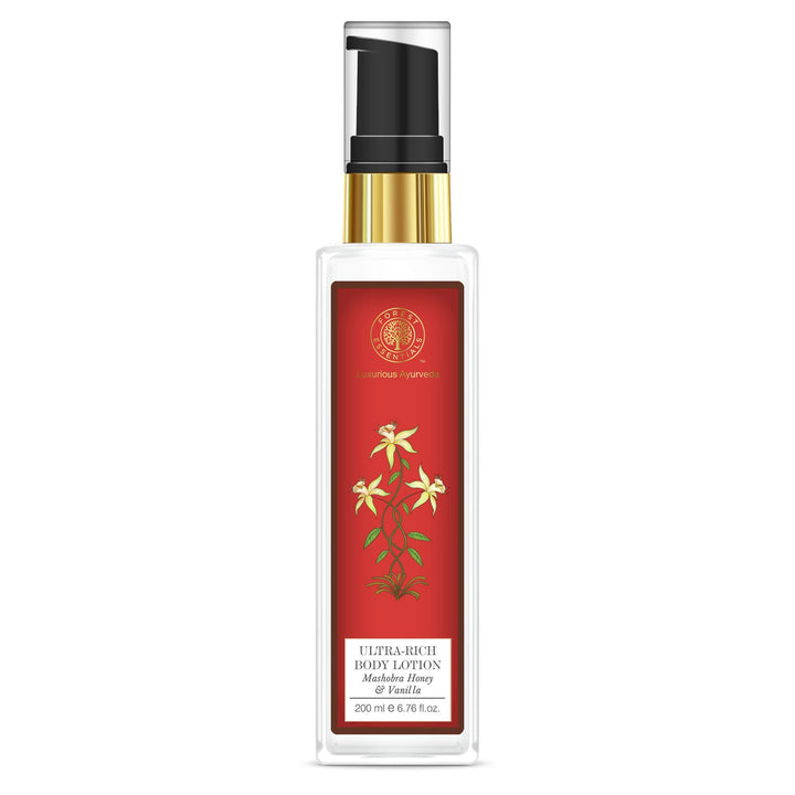 Forest Essentials Ultra-Rich Body Milk Mashobra Honey & Vanilla| Natural Moisturizing Body Lotion For Instant Hydration | Ayurvedic Body Moisturizer, Paraben Free| For Women & Men | 200 ml