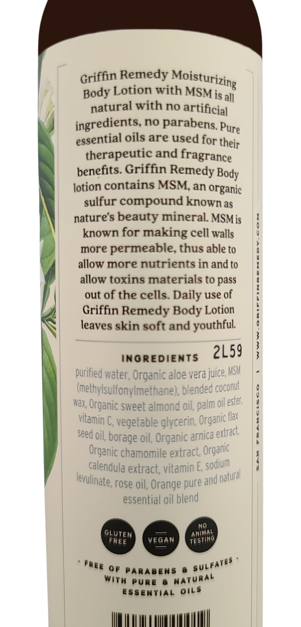Griffin Remedy Body Lotion with MSM (Orange Blossom)