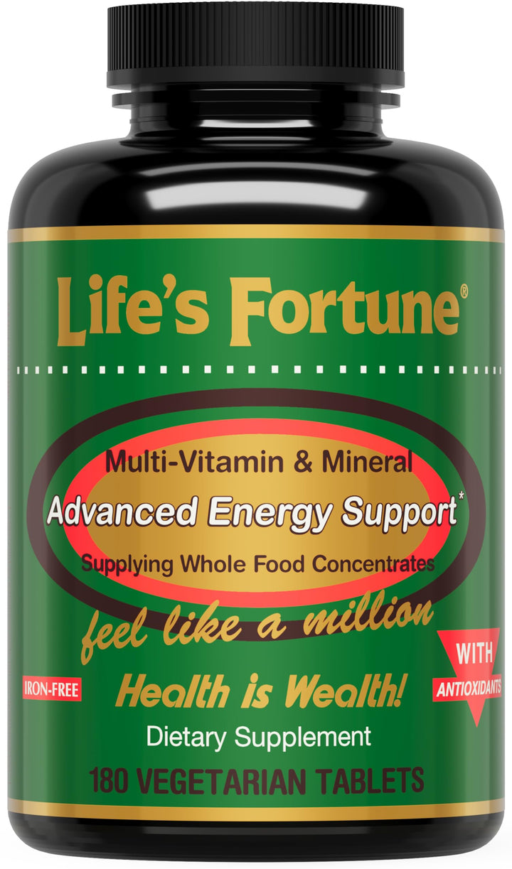 Life's Fortune Multivitamin & Mineral, All Natural Energy Source Supplying Whole Food Concentrates, Antioxidants, Amino Acids, Enzymes, Trace Minerals & More, 180 Tab