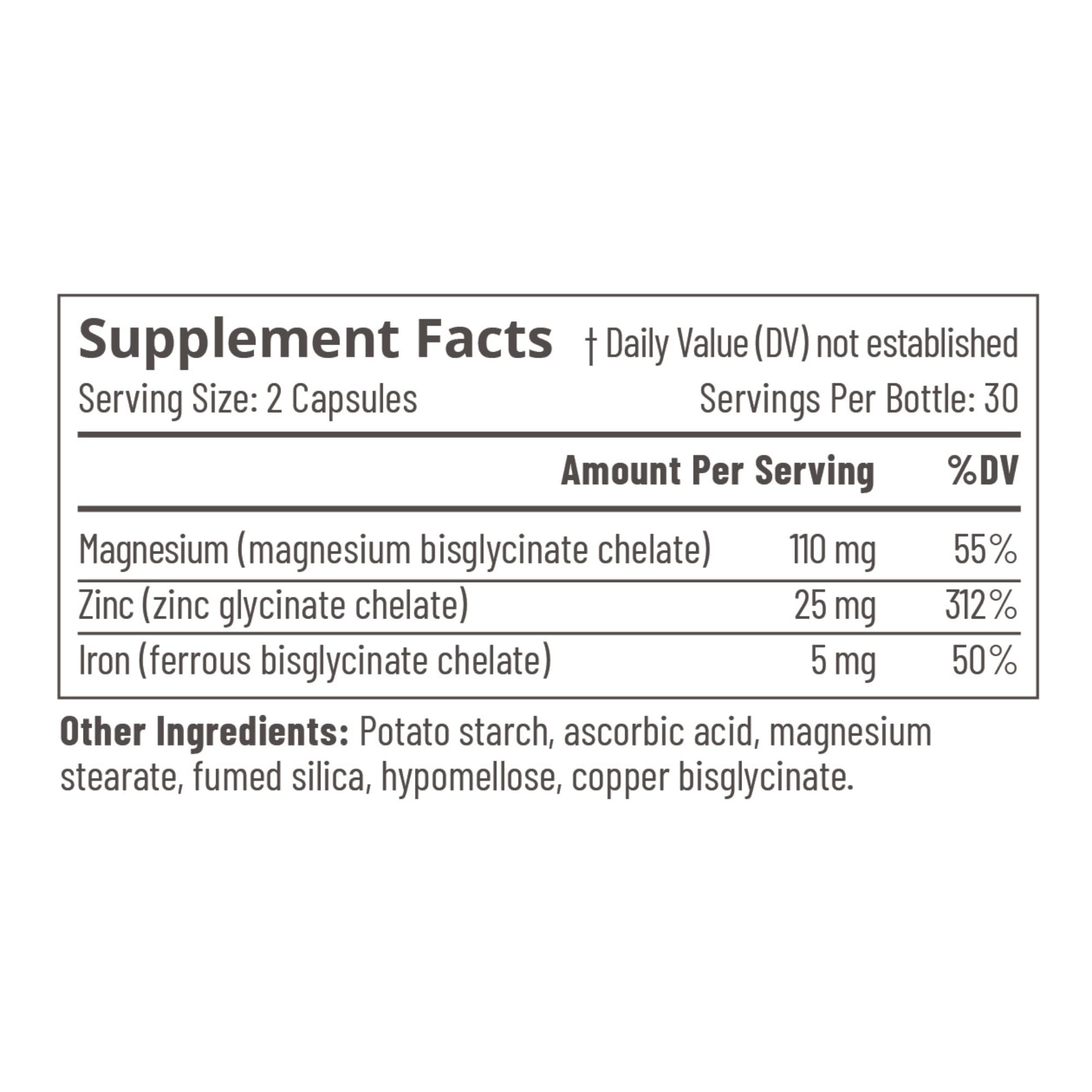Accentrate Minerals - Brain Ready Nutrition for Children - Magnesium, Zinc, and Iron Glycinate Capsules - 1 Month (60 Capsules)