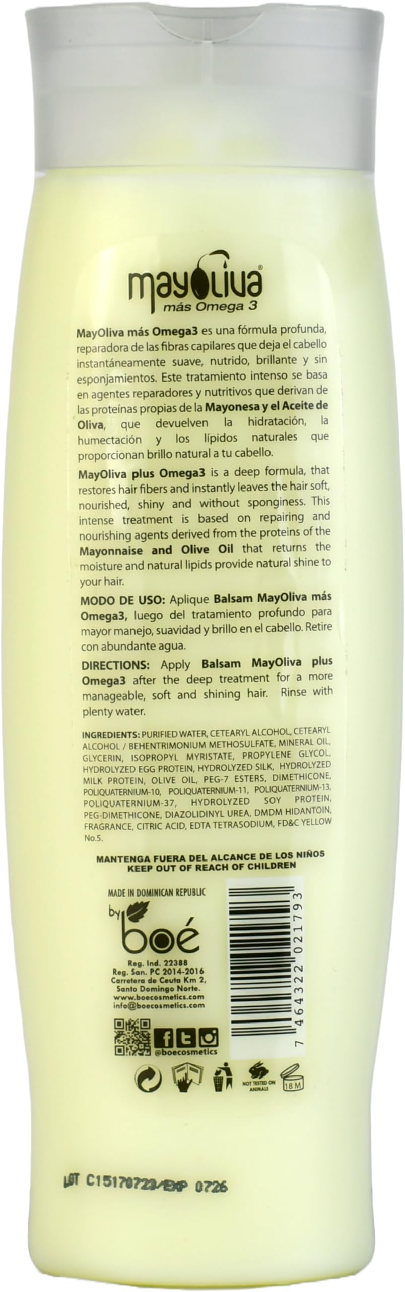 Mayoliva Intensive Conditioning Therapy for Dry & Damaged Hair, Balsam, 12 Ounce