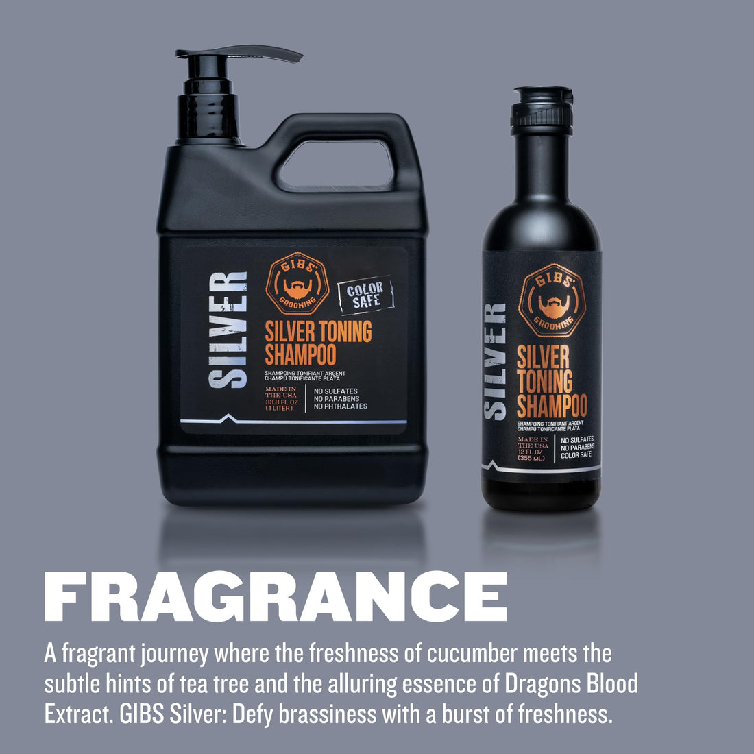 GIBS Silver Shampoo, Purple Shampo for Men and Women, Reduces Brassy and Yellow Tones, Color Safe, 12 oz