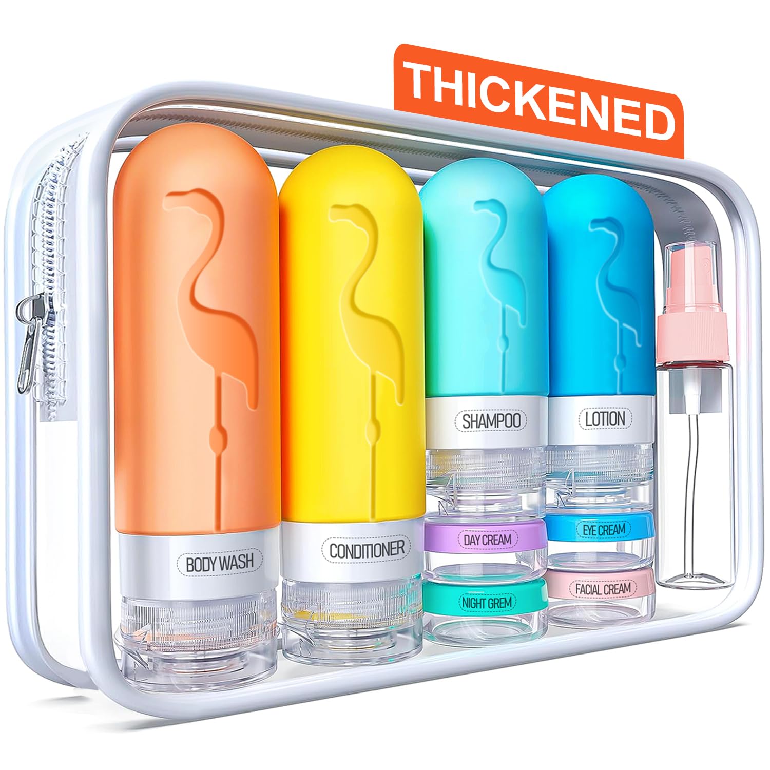 Vipop Empty 3 oz Travel Size Bottles Toiletries Containers for Toiletries Liquids,Small Silicone Mini Refillable Leak Proof TSA Approved Travel Bottles for Creams Shampoo and Conditioner Traveling