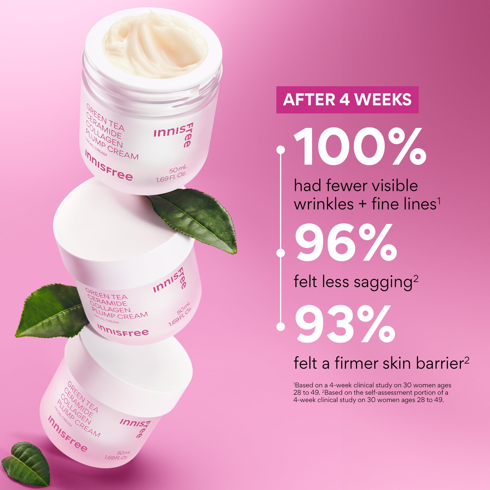 innisfree Green Tea Ceramide Collagen Plump Cream, Korean Face Moisturizer for a Youthful Glow