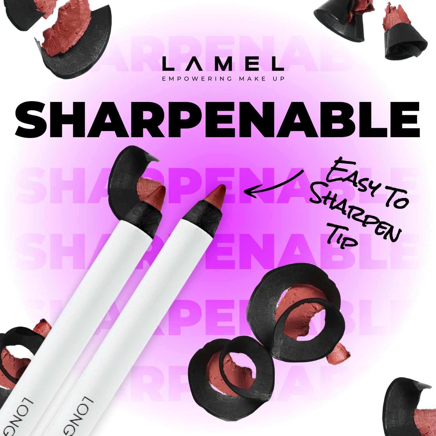 Lamel Matte Gel Lip Liner Pencil | Weightless & CreamyTexture - Sharpenable - Longwear & Waterproof - High Pigmented & Flawless Finish - Cruelty-free & Paraben-Free - 412, 1,7g/0.05oz. (Spicy Nude)