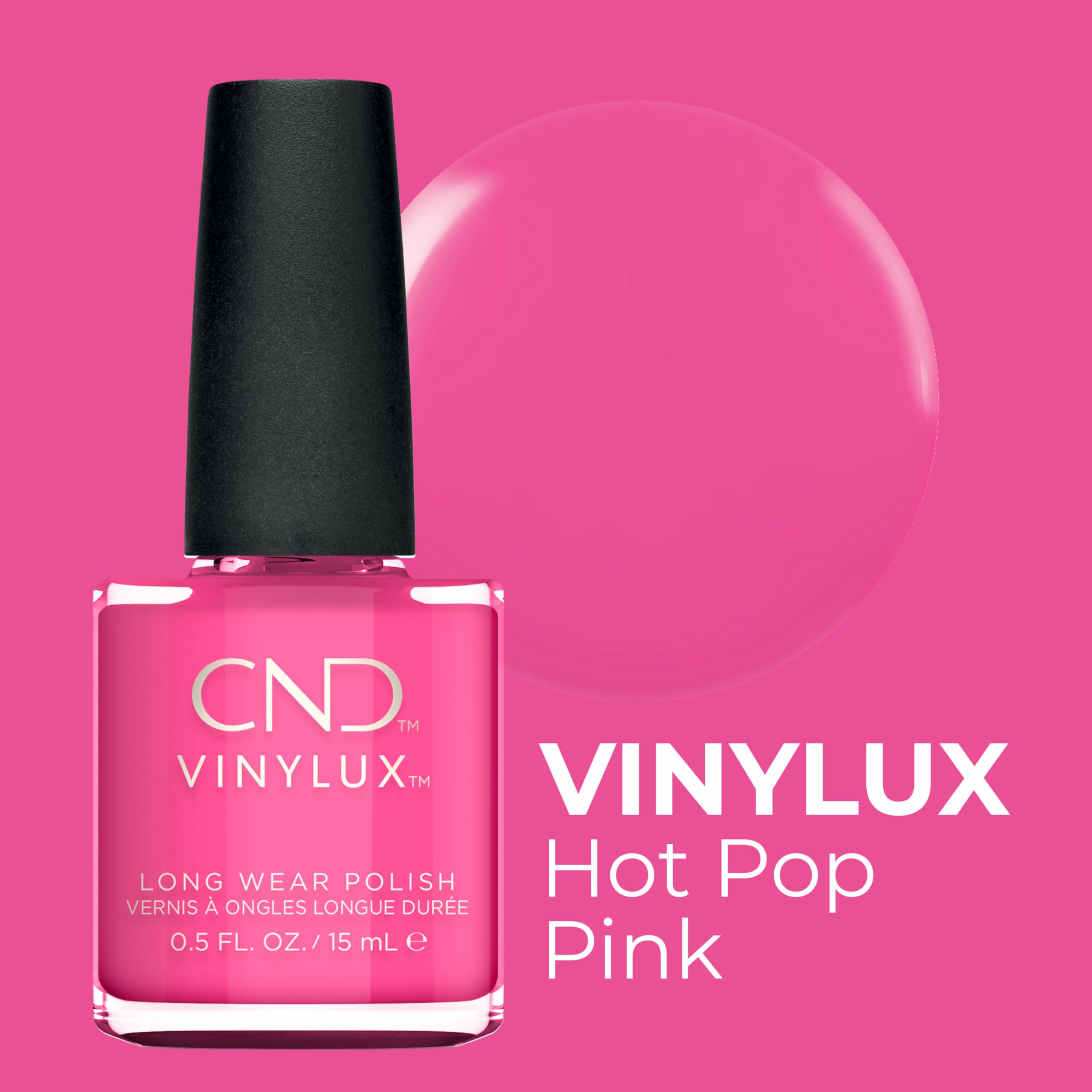 Creative Nail Creative Nail Design Vinylux Nail Lacquer, Hot Pop Pink, 0.5 Fluid Ounce