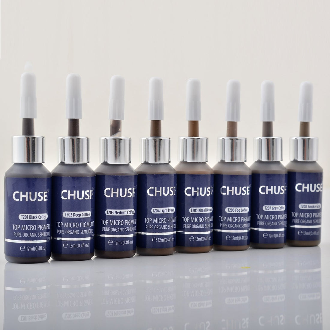 CHUSE T203, 12ml, Medium Coffee, Passed SGS,DermaTest Top Micro Pigment Cosmetic Color Permanent Makeup Tattoo Ink