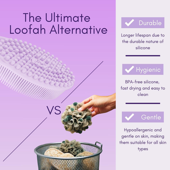 Avilana Silicone Body Scrubber – Dual-Sided Exfoliator for Men & Women, Gentle Loofah Alternative, Easy-to-Clean Silicone Shower Scrubber