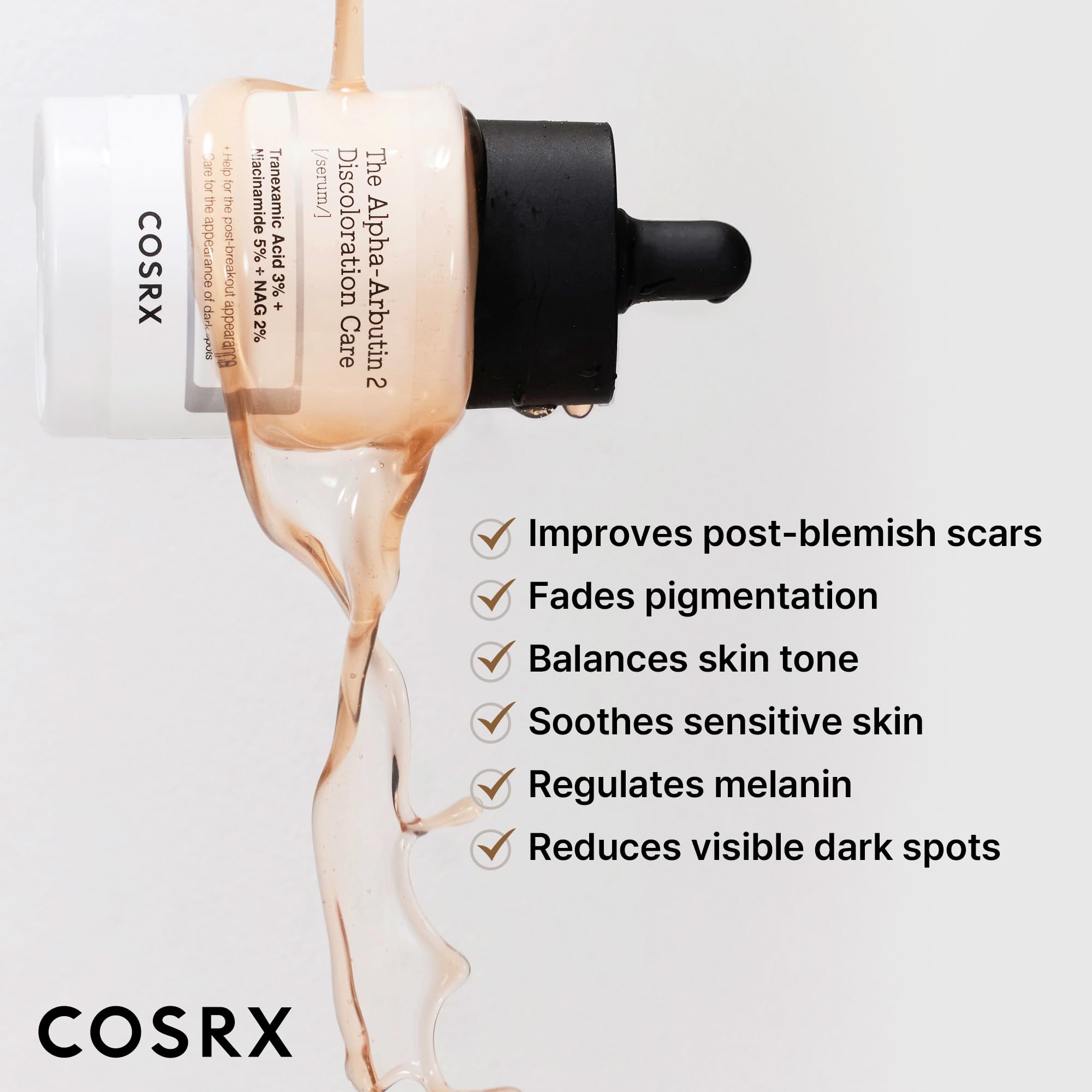 COSRX 2% Alpha Arbutin Discoloration Care Face Serum with Niacinamide, Glutathione & Tranexamic Acid, 1.7 fl oz – Serum for Face, Korean Skin Care