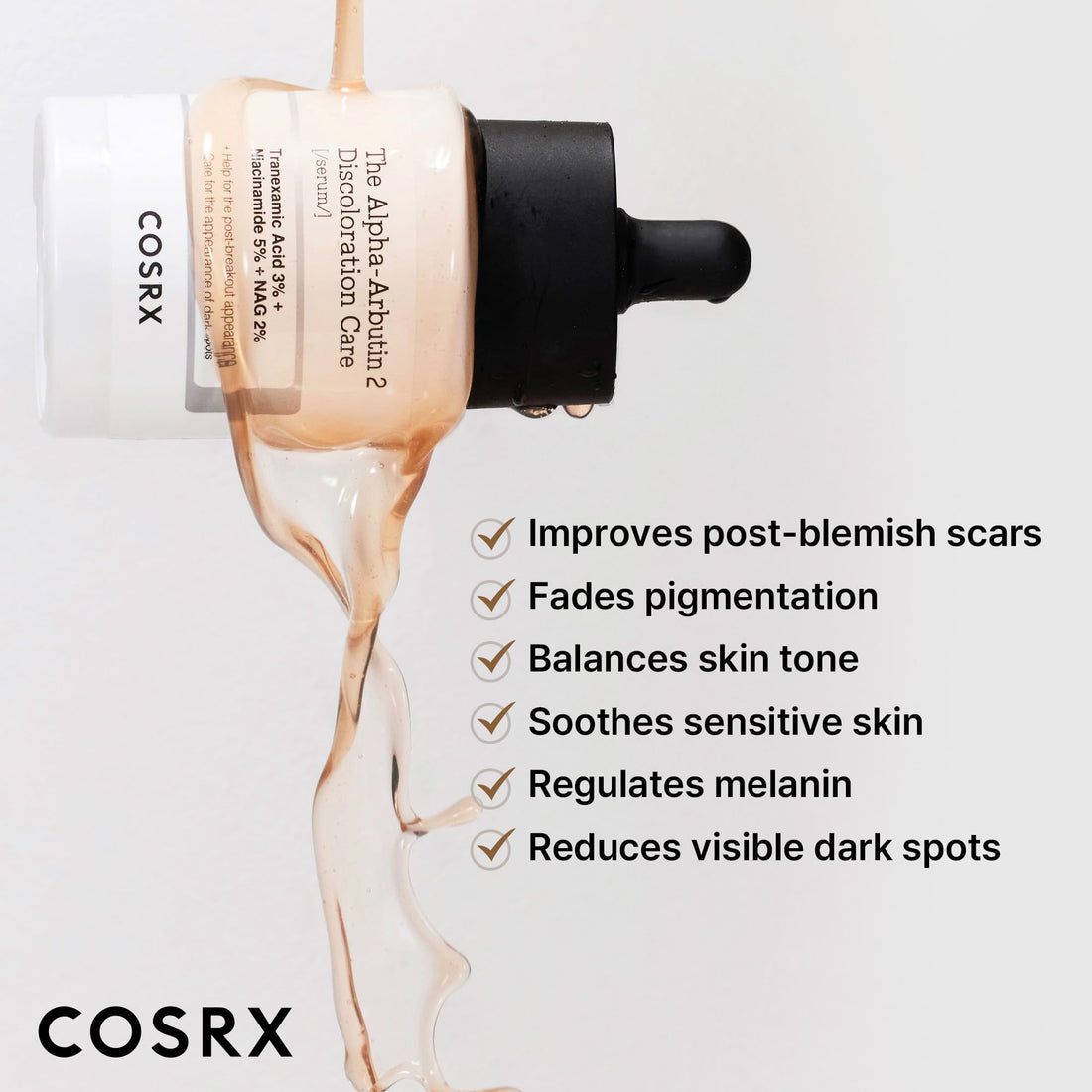 COSRX 2% Alpha Arbutin Discoloration Care Face Serum with Niacinamide, Glutathione & Tranexamic Acid, 1.7 fl oz – Serum for Face, Korean Skin Care
