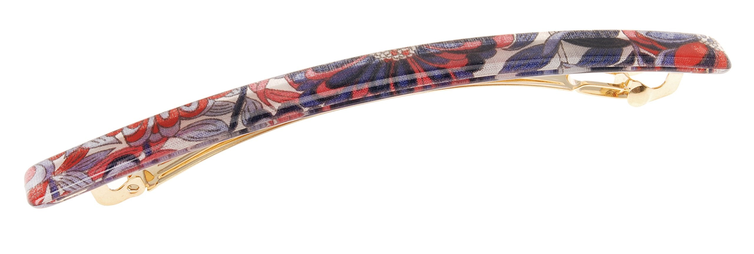 Splash Garden Red/Blue : France Luxe Long and Skinny Barrette - Splash Garden Red/Blue