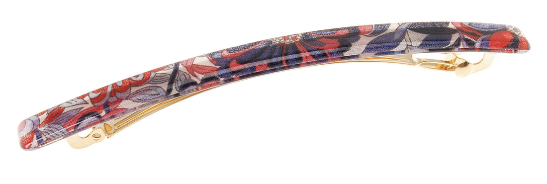 Splash Garden Red/Blue : France Luxe Long and Skinny Barrette - Splash Garden Red/Blue