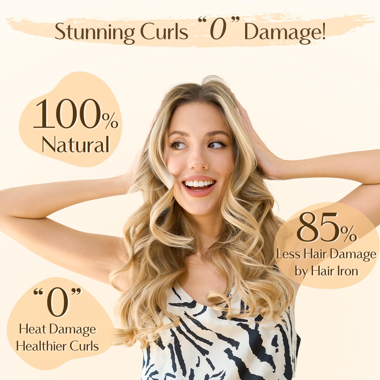 YANIBEST Heatless Hair Curler, No Heat Curling Rod Overnight, Heatless Hair Rollers to Sleep in, 4PCS Rods for Most Hair Types