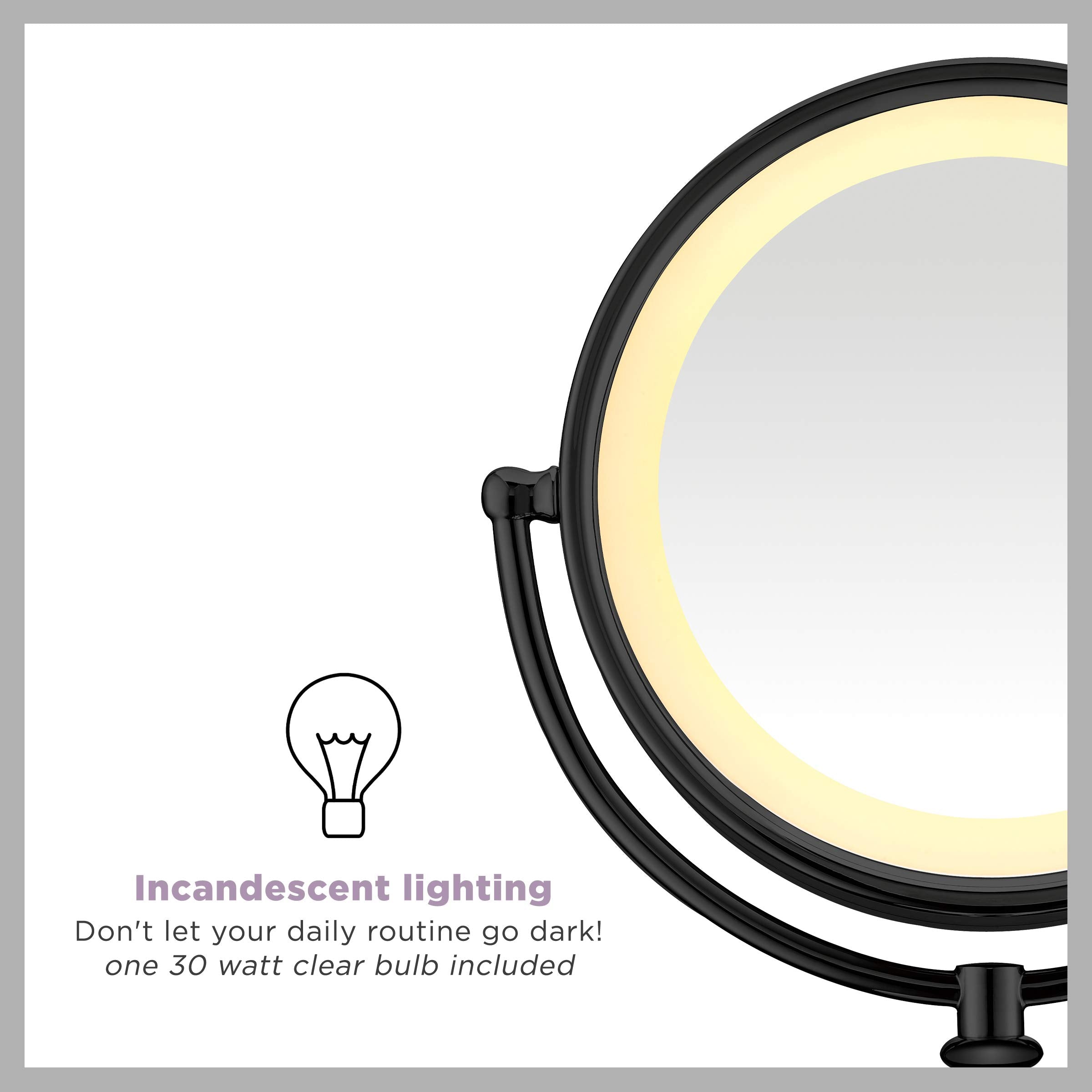 Conair Reflections 3-Way Touch Control Lighted Makeup Mirror, 1x/7x magnification, Matte Black