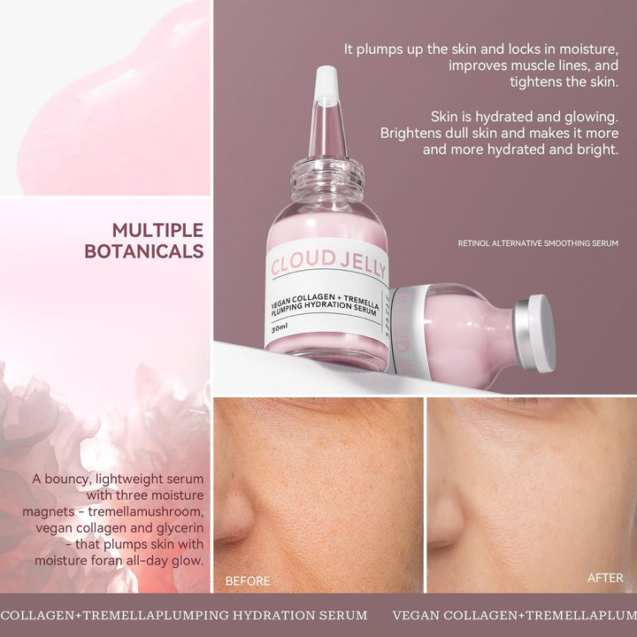 Easilydays Pink Cloud Jelly Plumping Moisturizing Serum for Face, Plumping, Aging & Hydrating, Collagen + Tremella Face Serum for Skin Radiance, Addressing Uneven Tone & Fine Lines