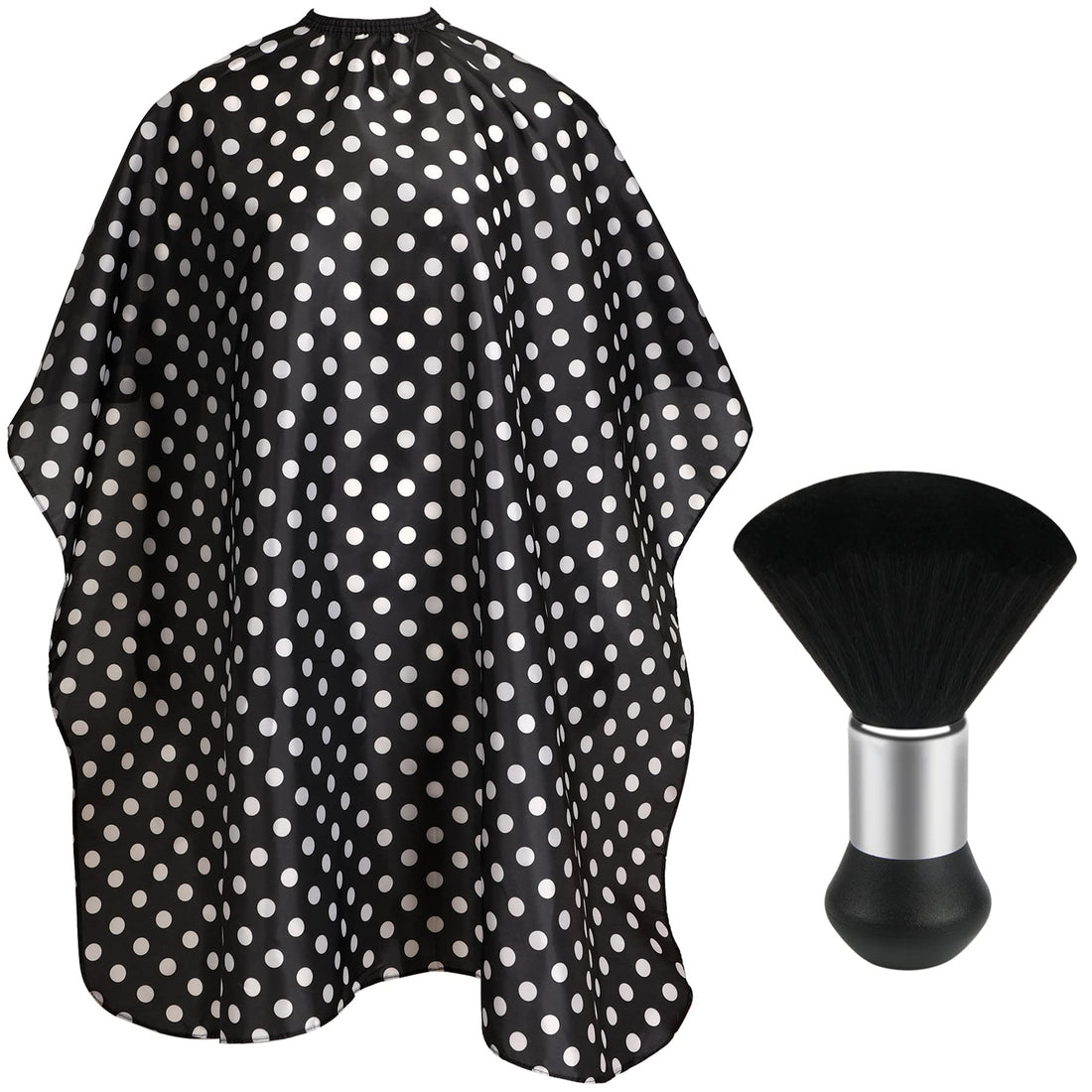 Barber Cape Waterproof Professional Hair Cutting Cape Neck Duster Brush for Haircut Black and White Dots Salon Beard Hairdressing Kits 46.8 × 56 Inches