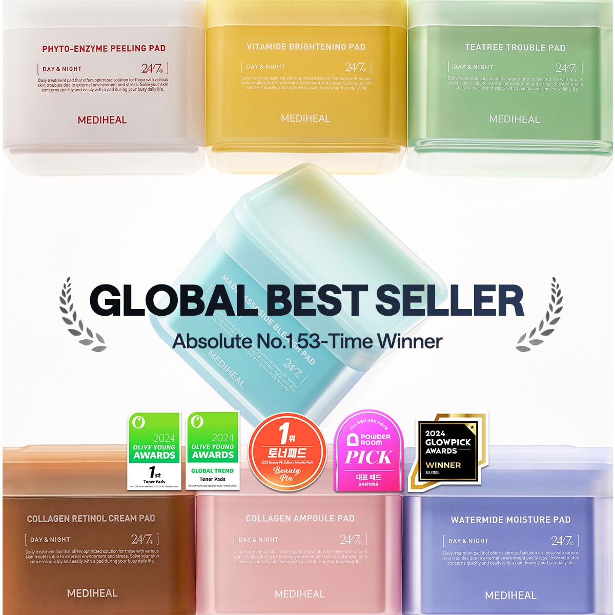 MEDIHEAL Teatree Trouble Facial Toner Pads with Tea Tree & Lactobacillus - Calming & Soothing for Sensitive & Acne Prone Skin - Vegan Face Gauze, 100 Pads