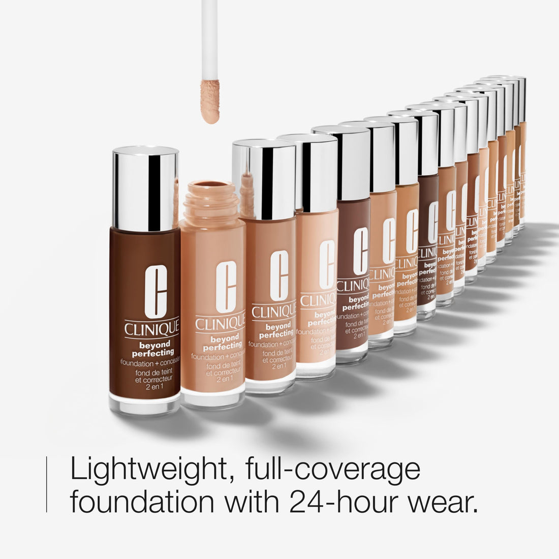 Clinique Beyond Perfecting Lightweight Liquid Foundation + Concealer For Dry Combination to Oily Skin Types | Full Coverage + Natural Matte Finish, Alabaster, 1 Fl Oz