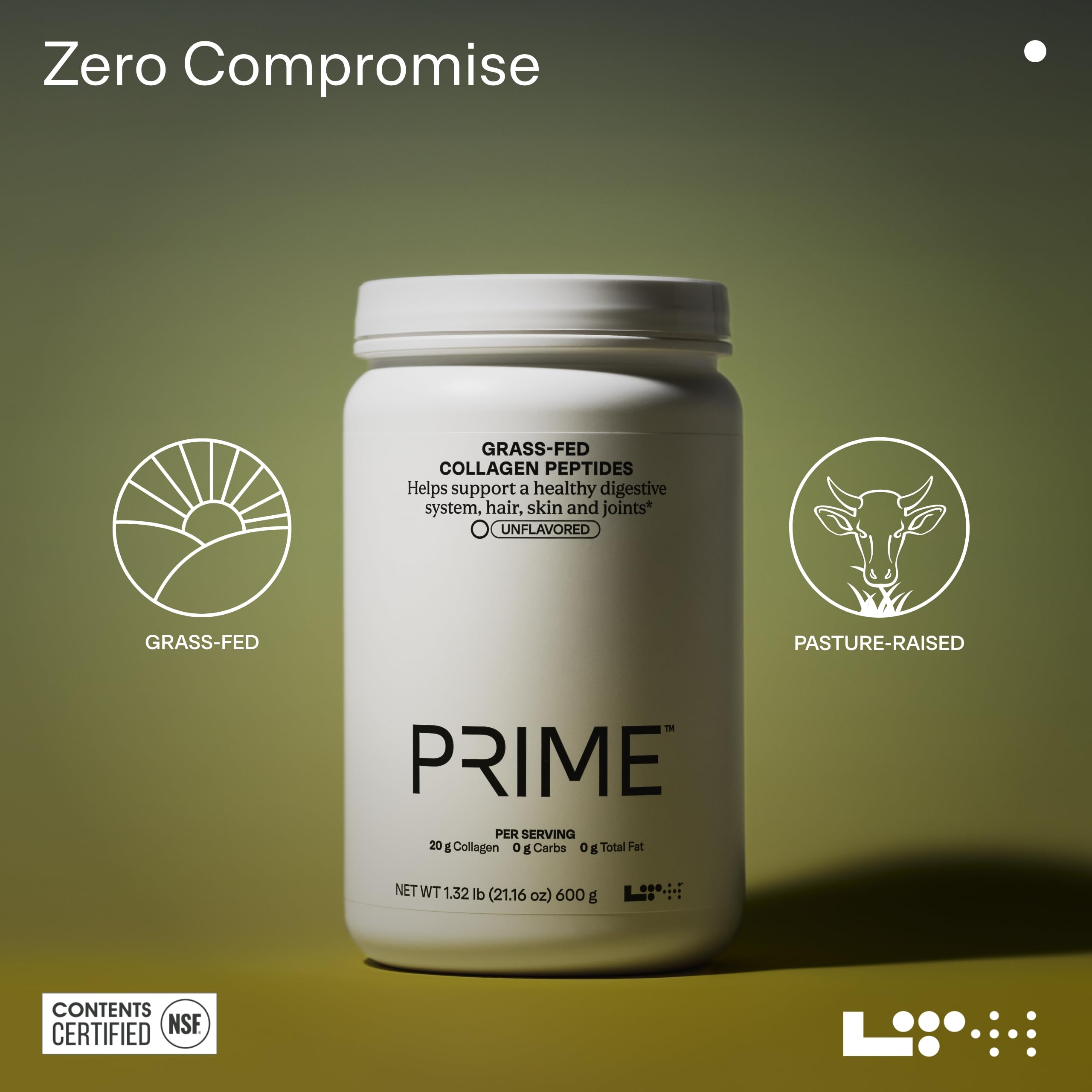 LTH Prime Collagen Peptides - Premium Collagen Powder for Digestive Health - Supports Healthy Joints, Hair, Nails & Skin - Hydrolyzed Collagen from Grass-Fed Cows - Unflavored - 30 Servings