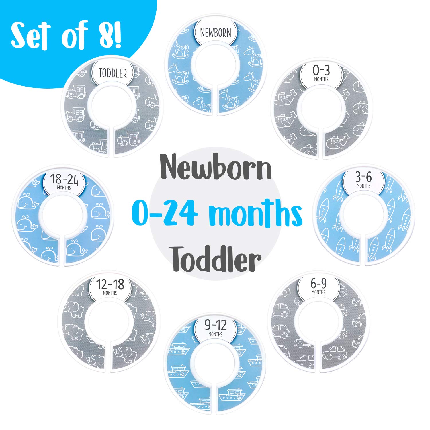 Eli with Love Baby Closet Dividers (Floral) – Fits 1.5 Rod - Set of 8 Baby Closet Size Dividers – Baby Clothes Dividers for Closet – Organize Nursery Hangers Size/Age