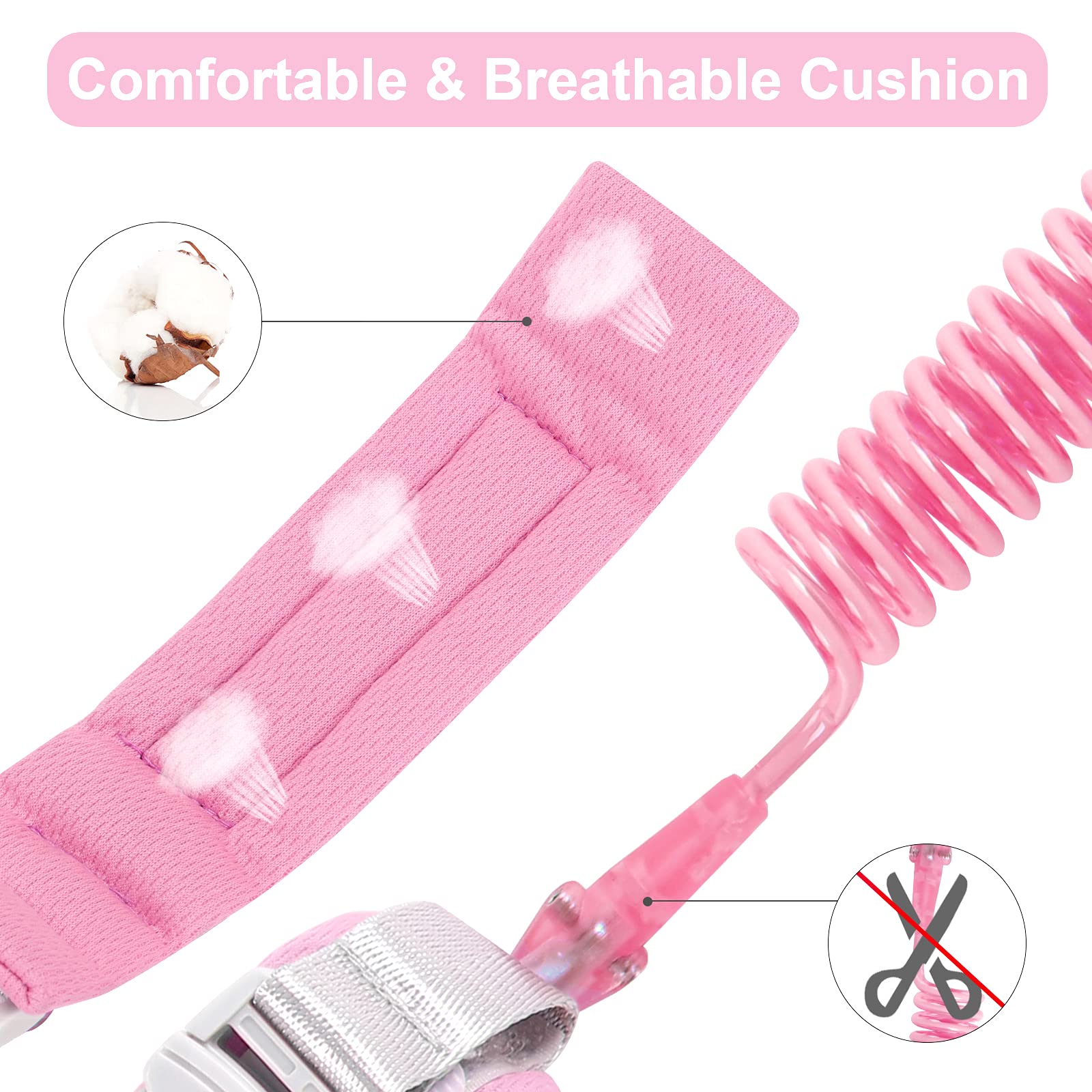 Anti-Lost Wrist Chain Anti Lost Leash Baby Leash with Child Upgraded Safety Locks for Kids Babies, Kids, Wrist Band for Outdoor Activities, Shopping(Pink 8.2 Ft)