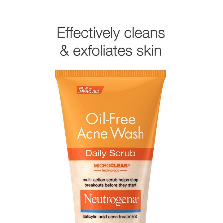 Neutrogena Oil-Free Acne Face Scrub, 2% Salicylic Acid Acne Treatment, Daily Face Wash to help Prevent Breakouts, Exfoliating Facial Cleanser for Acne-Prone Skin, Twin Pack, 4.2 fl. oz, 2 Pack