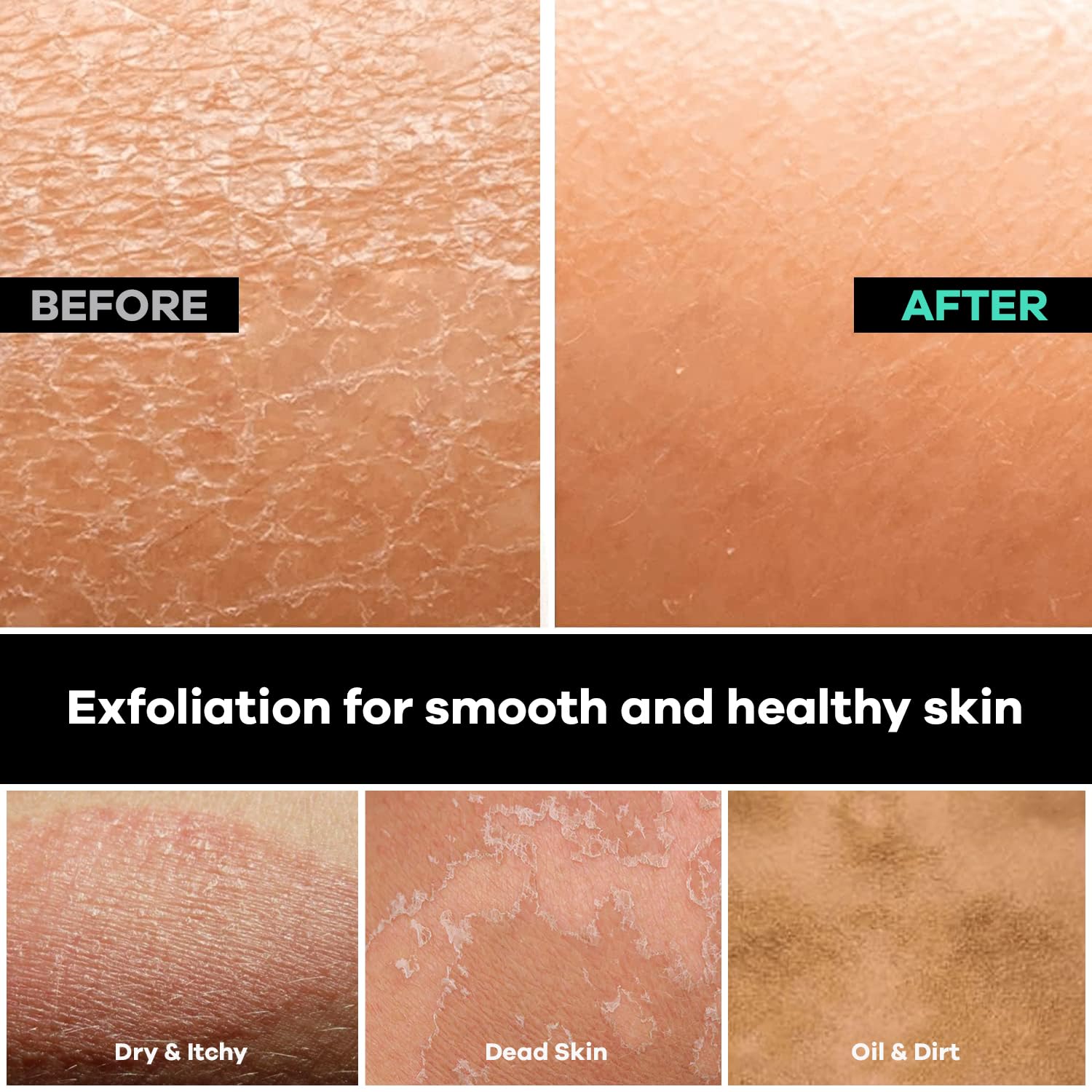 Dermasuri Deep Exfoliating Back Scrubber -Bath & Shower Back Scrub - Body Exfoliator Scraper Tool - Deep Exfoliation Body Cleaner for Shower, 27 Long, 8 Wide