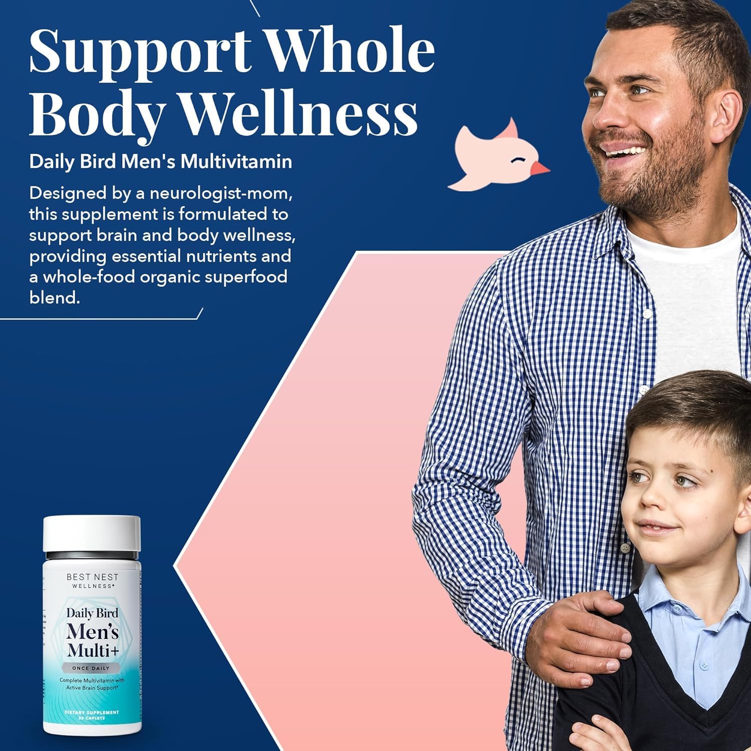 Best Nest Wellness Men's Multi Plus - Daily Multivitamin for Brain & Energy Health Support - Daily Multivitamin for Men - Probiotics & Digestive Enzyme Formula - 30 Caplets