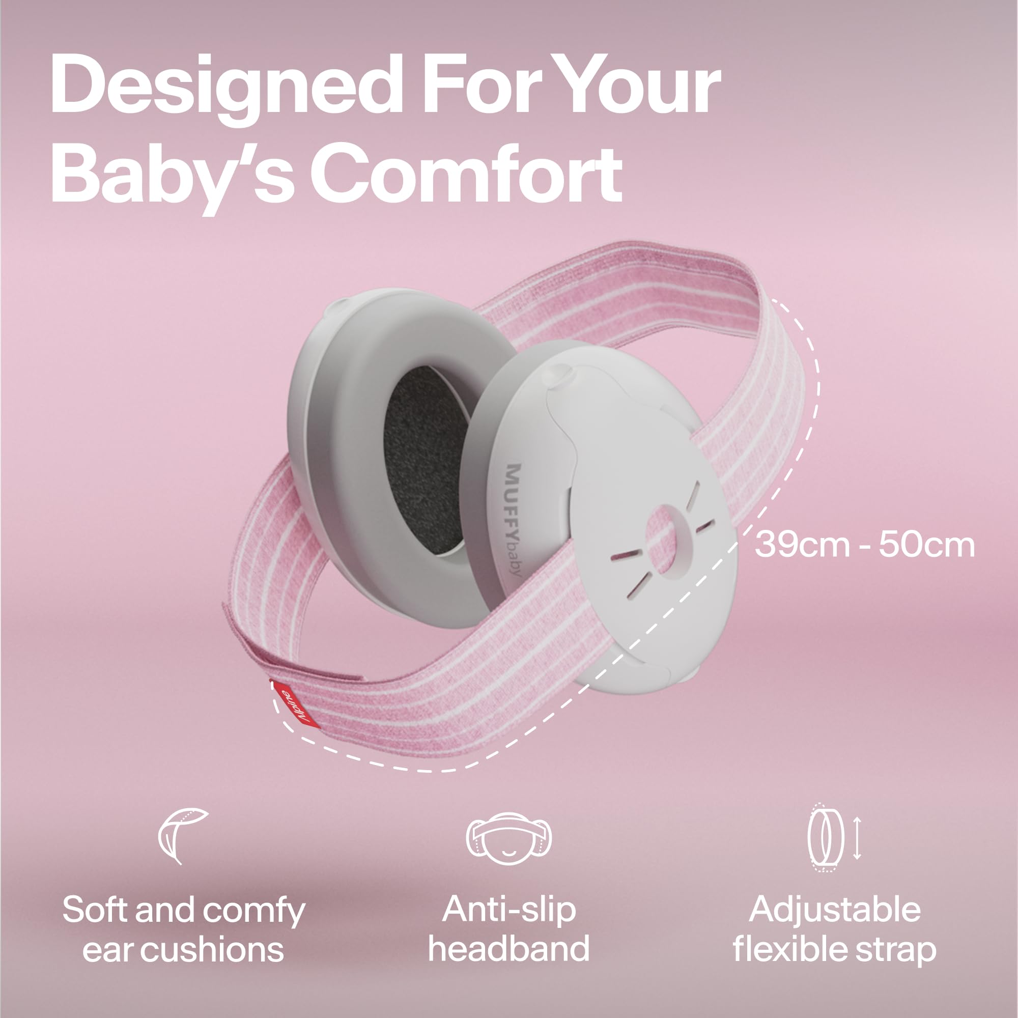 Alpine Muffy Baby Ear Protection for Babies and Toddlers up to 36 Months - CE & ANSI Certified - Noise Reduction Earmuffs - Comfortable Baby Headphones Against Hearing Damage & Improves Sleep - Pink