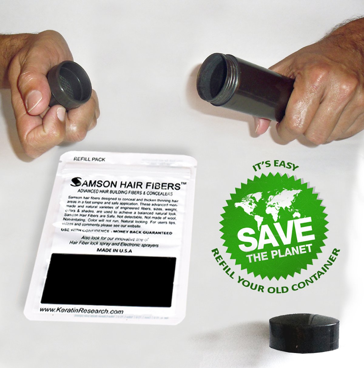 Refill Kit Hair Building Fibers Black By Samson Large 25 Grams Made In Usa Hair Loss Concealer