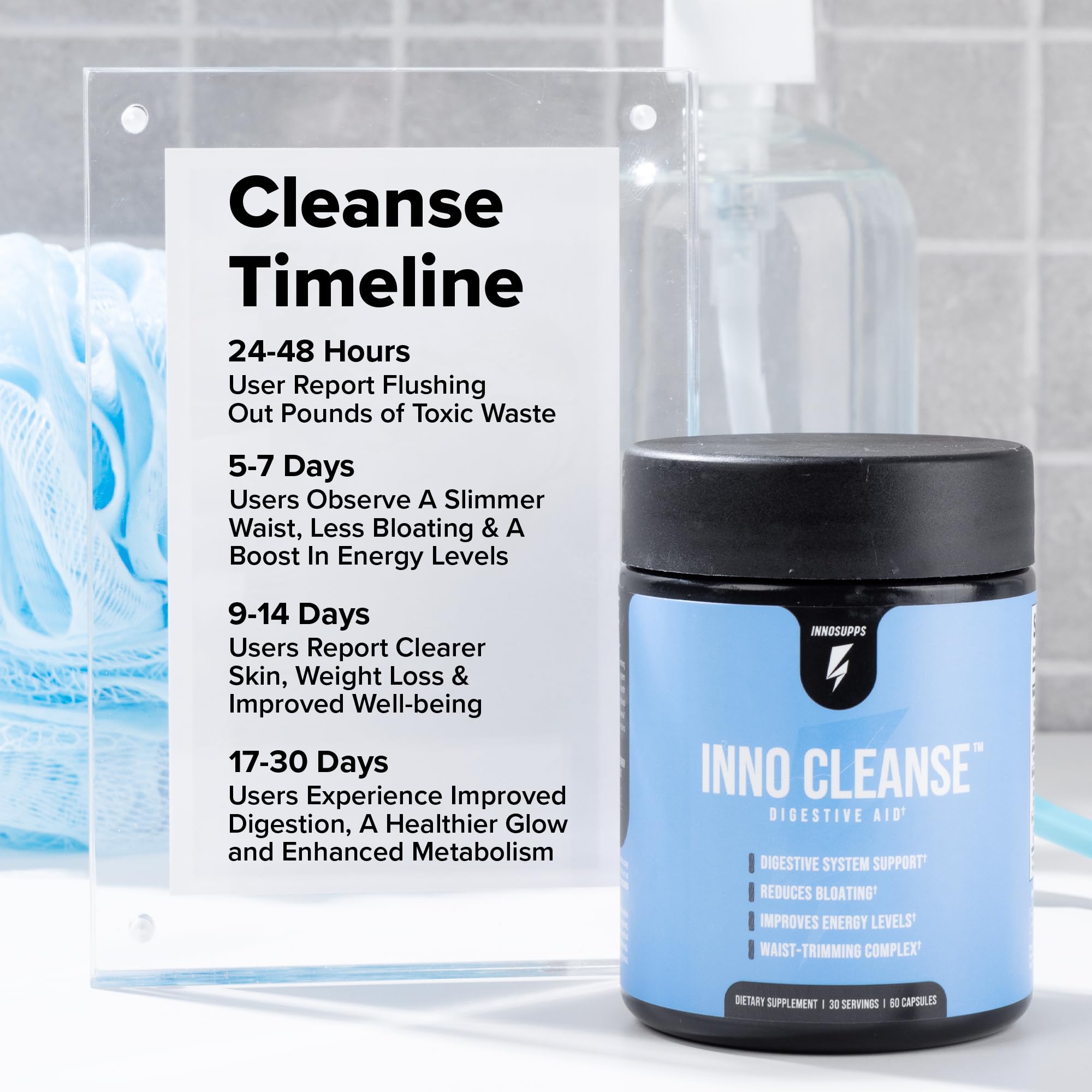 Inno Cleanse - Waist Trimming Complex | Digestive System Support & Aid | Reduced Bloating | Improves Energy Levels | Gluten Free, Vegan Friendly